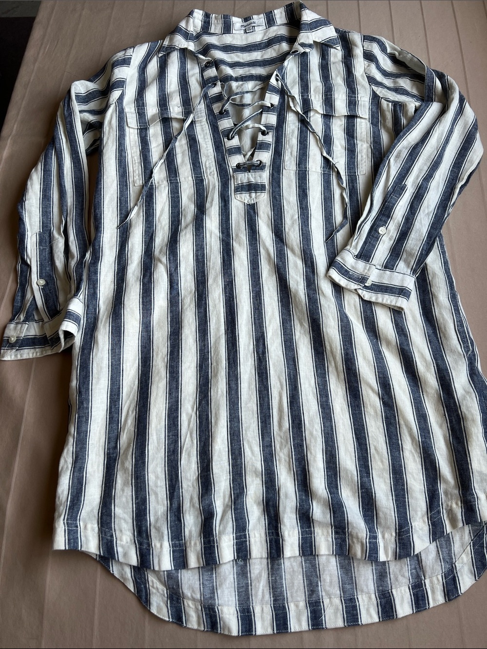 Madewell Blue and White Striped Mini Dress